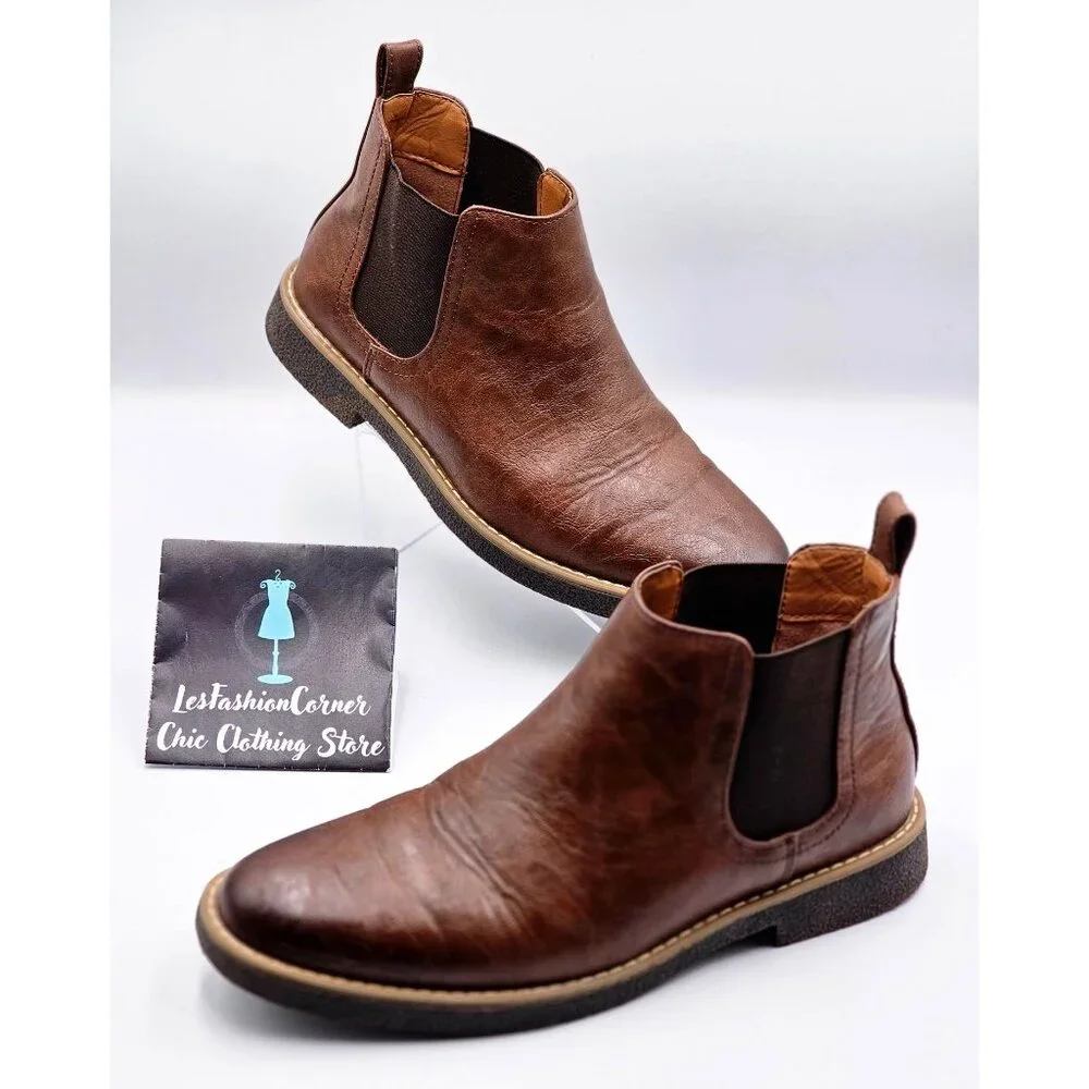 Deer Stags Men's Brown Vegan Leather Rockland Chelsea Boots Size 8M 2163 - Picture 6 of 16